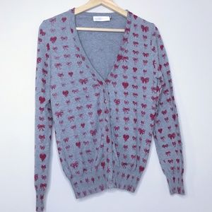 Maria Bonita Extra Gray & Pink Bow Cardigan